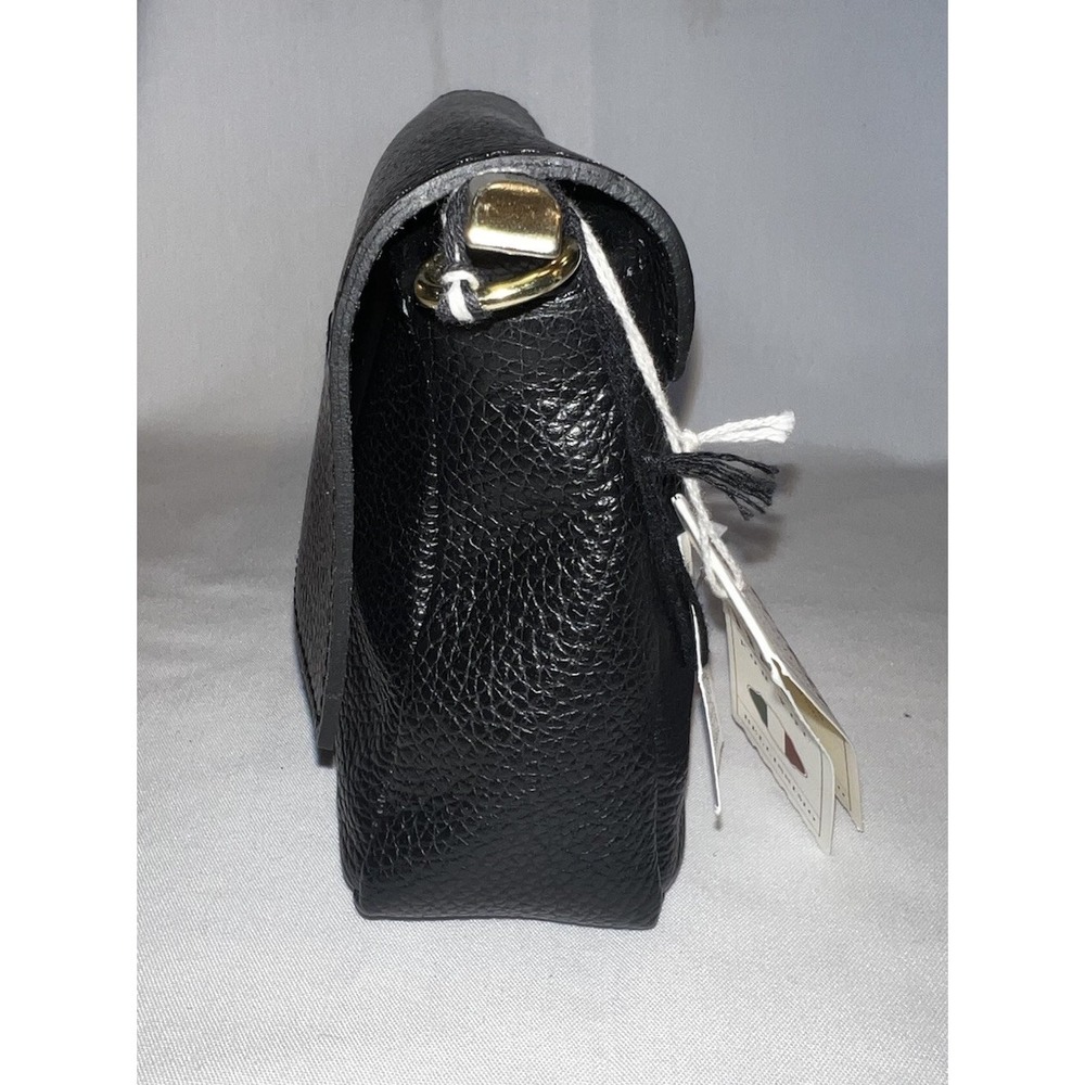 🇮🇹 Divina Firenze Italian Leather Black Crossbody Shoulder Flap Bag Abbi - Picture 5 of 7